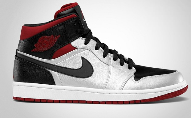 Air Jordan 1 Mid Metallic Platinum/Black-Gym Red