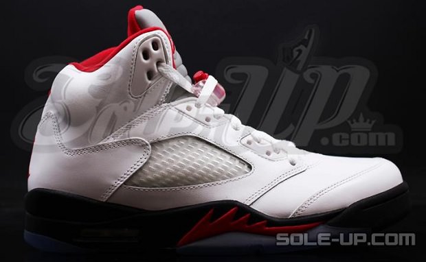 Air Jordan 5 White/Black-Fire Red