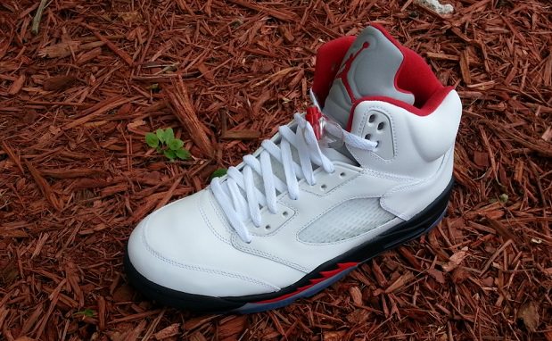 Air Jordan 5 White/Fire Red-Black