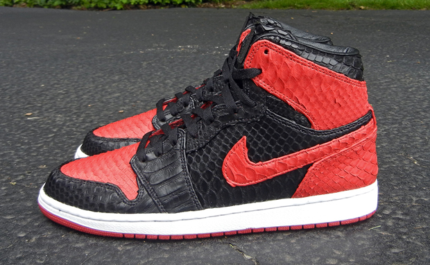 Air Jordan 1 Black Red Python Custom