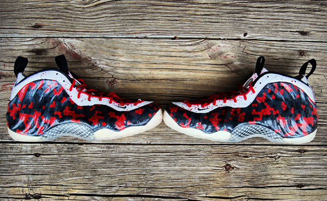 Nike Air Foamposite One Red Camo Mosaic Tile Custom