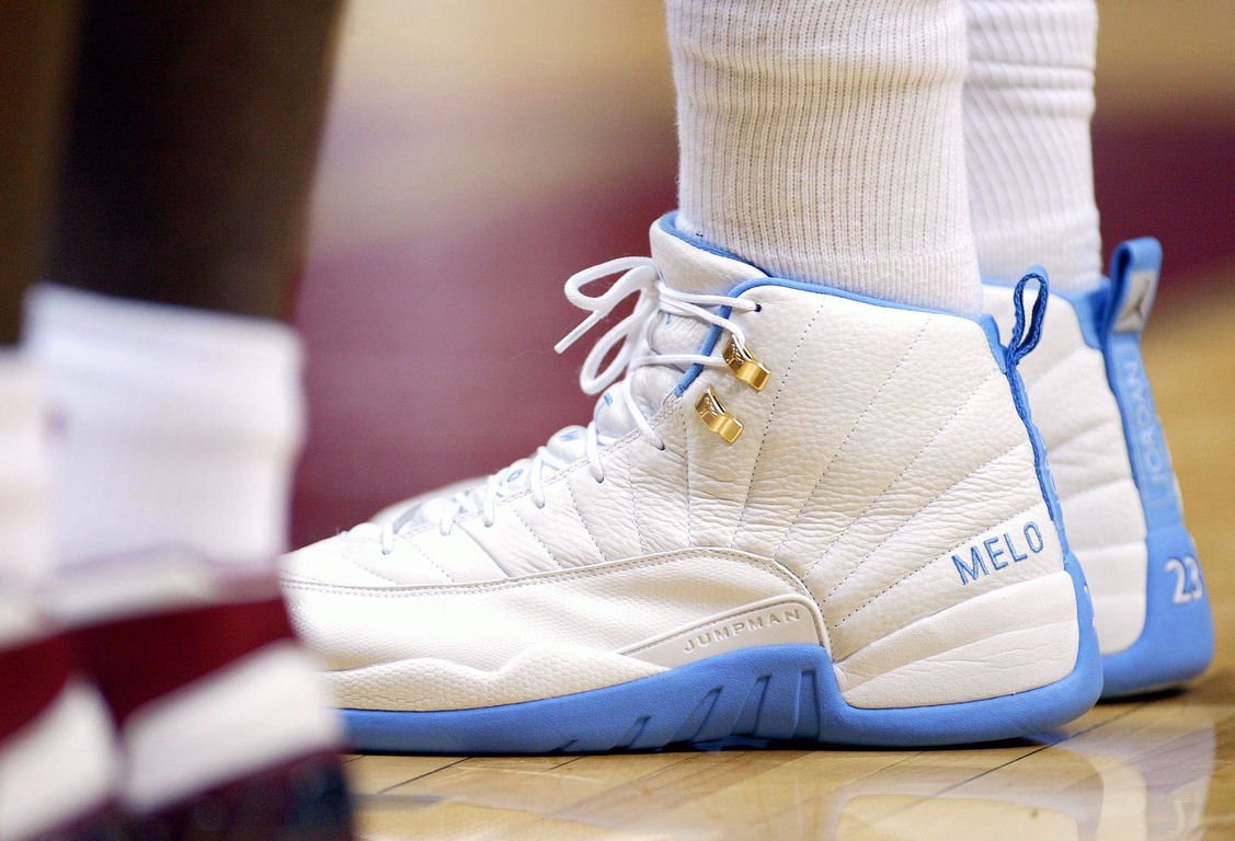 Carmelo Anthony wearing the Air Jordan 12 Melo PE