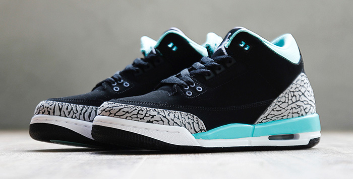 Air Jordan 3 Retro GS Black Mint Green Cement Grey