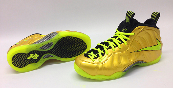 Nike Air Foamposite One Gold Cleats Custom