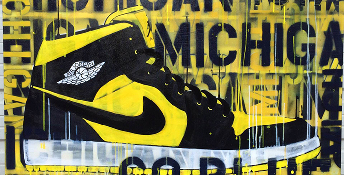 Air Jordan 1 Michigan Painting by Shannon Favia