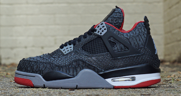 Air Jordan 4 Bred Sueded Python Custom