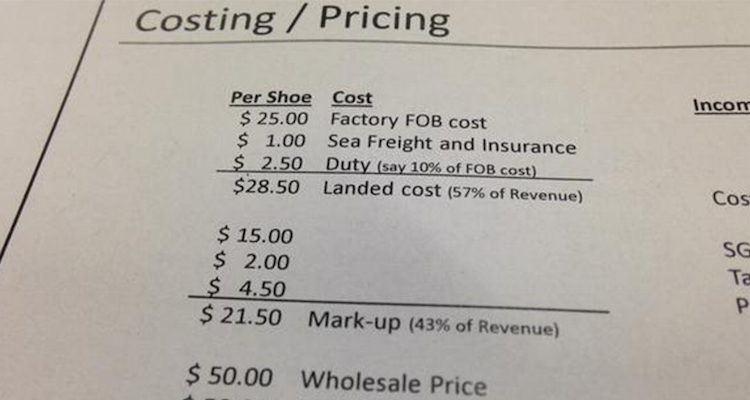 How Much Does It Cost to Manufacture a $100 Shoe?