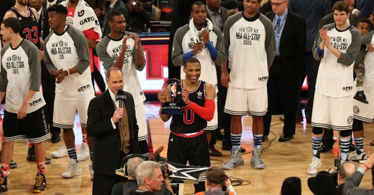 Zach LaVine in the "Mirror" Nike Air Foamposite One