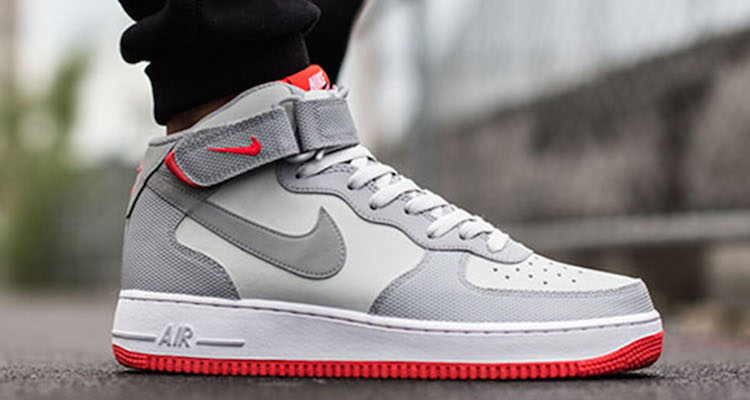 Nike Air Force 1 Mid Pure Platinum/Wolf Grey-Bright Crimson