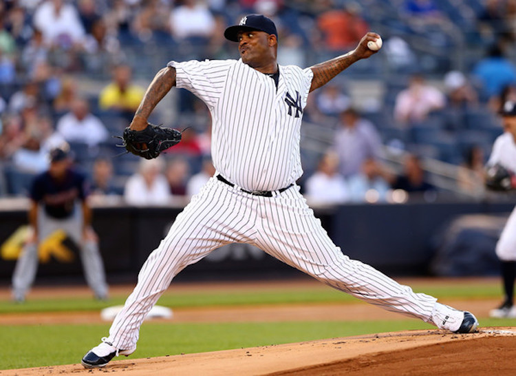 CC Sabathia in a Yankees PE of the Air Jordan 11