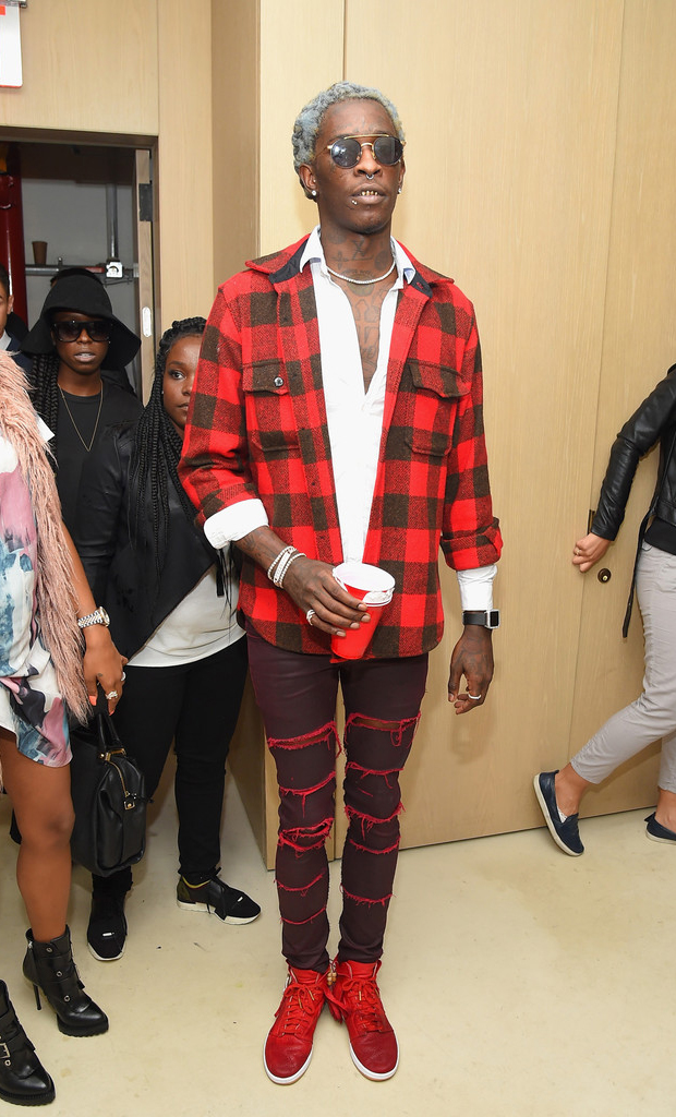 Young Thug in an Air Jordan 1 Custom by The Shoe Surgeon