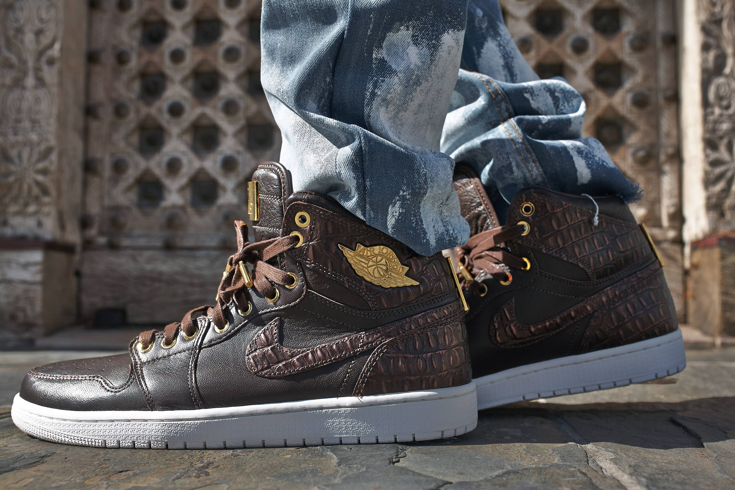 Air Jordan 1 Pinnacle Brown Croc On-Foot Look