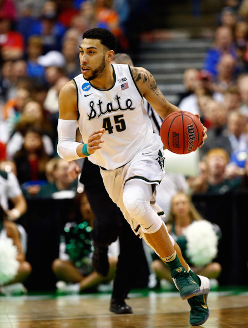 Michigan State's Denzel Valentine in a Michigan State PE of the Nike Kobe 11