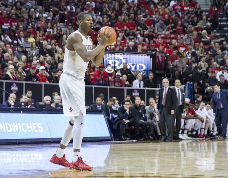 San Diego State's Skylar Spencar in the Nike KD 8 (Photo via Jeremy Rincon)