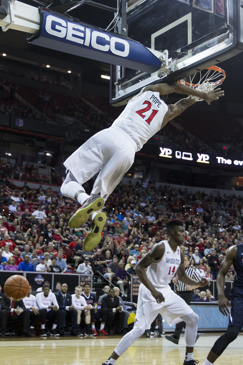 San Diego State's Malik Pope in the Nike Kobe 8 "Christmas" (Photo via Jeremy Rincon)