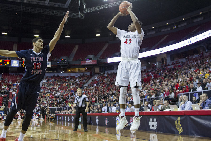 San Diego State's Jeremy Hemsley in the Air Jordan 6 "Maroon" (Photo via Jeremy Rincon)