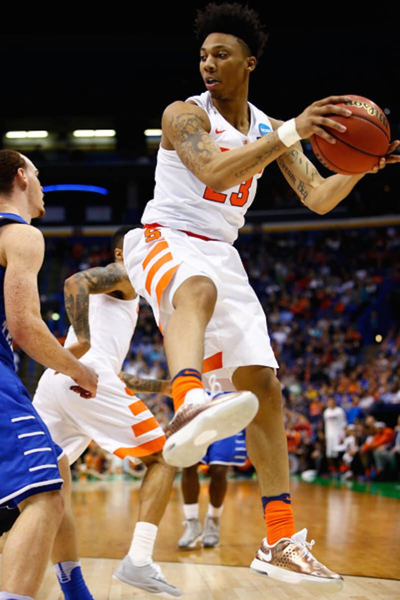 Syracuse' Malachi Richardson in the Nike Kobe X Elite Low "Liquid Gold"