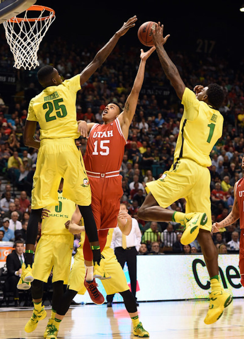 Oregon's Chris Boucher in a iD model of the Nike LeBron 13