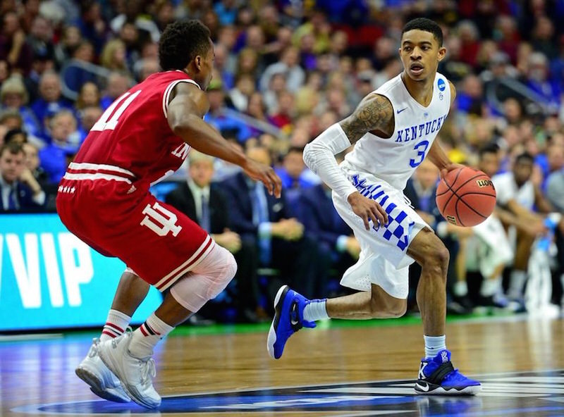 Kentucky's Tyler Ulis in Custom Nike Kyrie 2's created by True Blue Cutoms