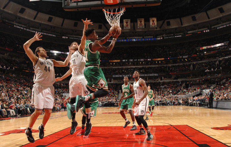 Jimmy Butler attacking the rim in the Jordan Ultra Fly