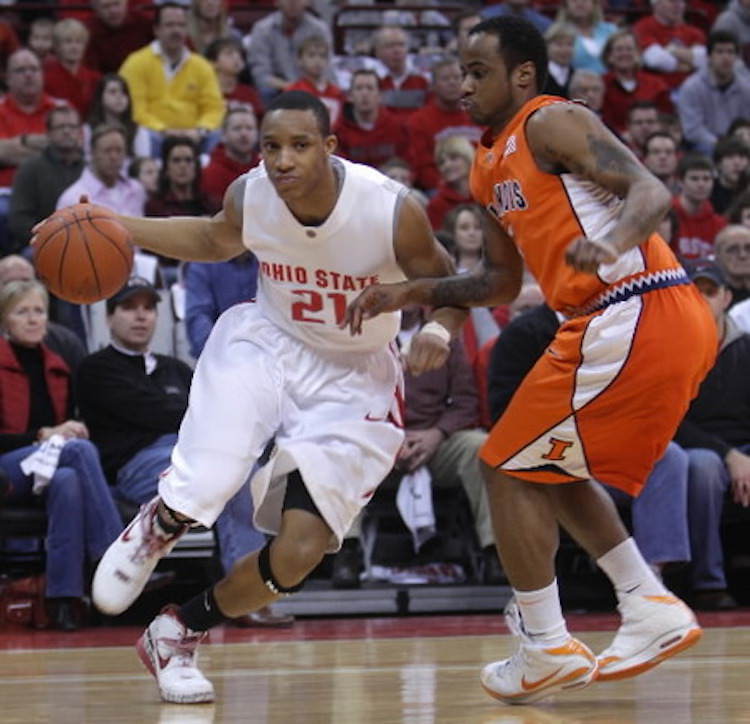 Evan Turner in the Nike Zoom LeBron 6 "Ohio State"