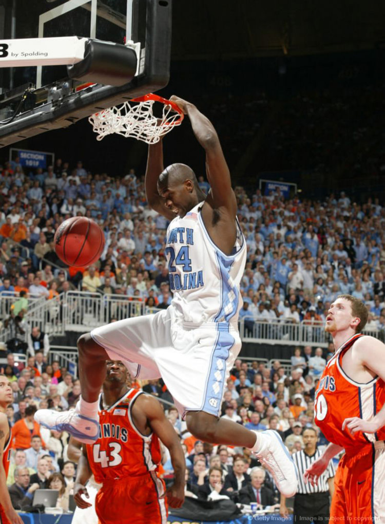 Marvin Williams in the Air Jordan 13 UNC PE