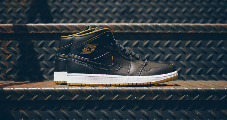 Air Jordan 1 Mid Black Metallic Gold