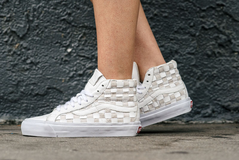 Vans Sk8-Hi Woven LX White/Beige On-Foot Look