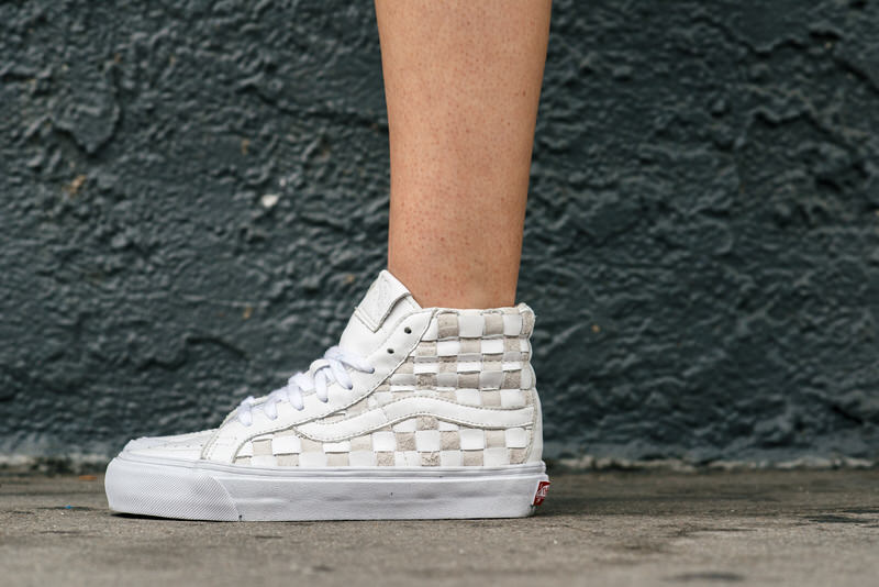 Vans Sk8-Hi Woven LX White/Beige On-Foot Look