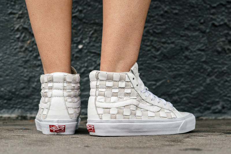 Vans Sk8-Hi Woven LX White/Beige On-Foot Look