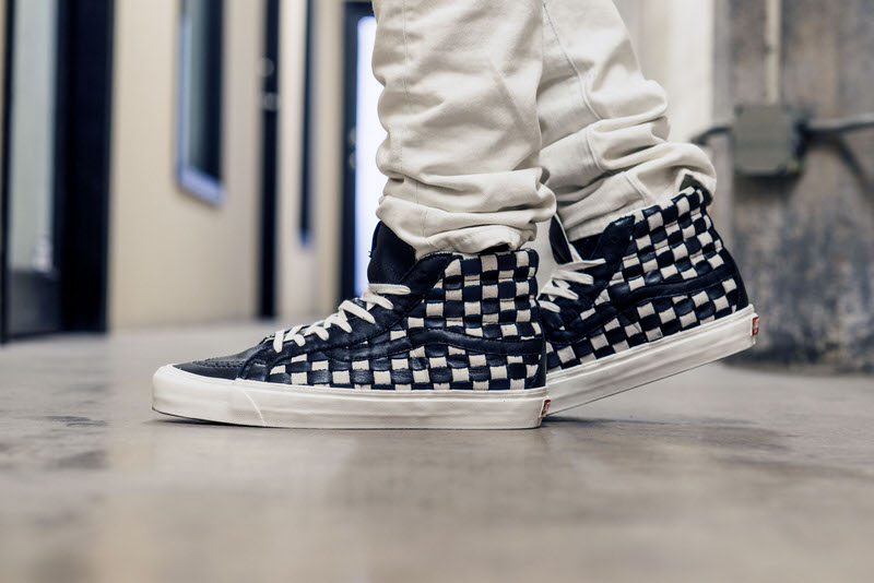 Vans Sk8-Hi Woven LX Navy/White On-Foot Look