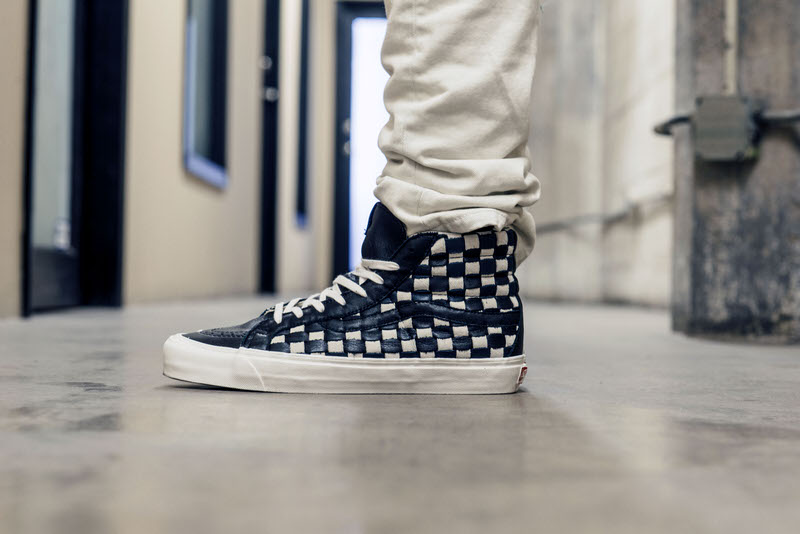 Vans Sk8-Hi Woven LX Navy/White On-Foot Look