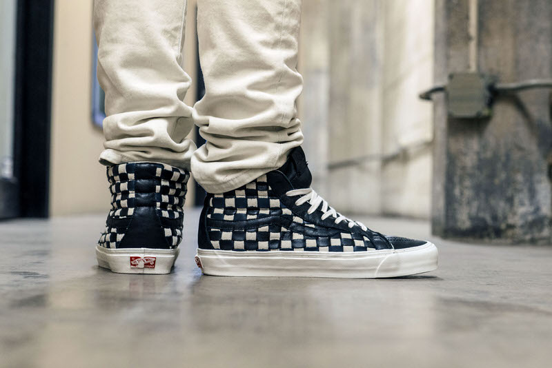 Vans Sk8-Hi Woven LX Navy/White On-Foot Look