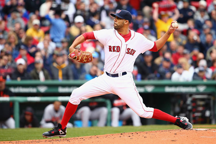 Boston's David Price in a Red Sox PE of the Air Jordan 4