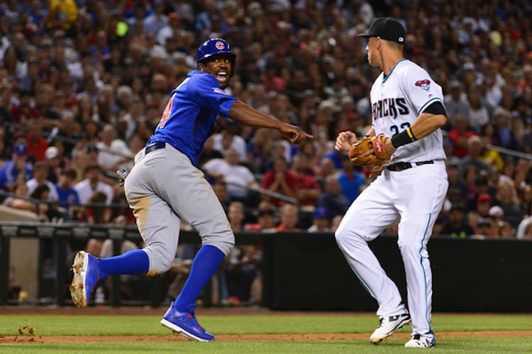 Chicago's Dexter Fowler in a Cubs PE of the Air Jordan 4