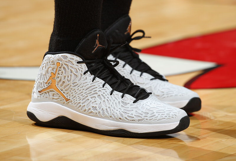 CHICAGO, IL - APRIL 13:  Jimmy Butler #21 of the Chicago Bulls showcases his sneakers prior to the game against the Philadelphia 76ers on April 13, 2016 at the United Center in Chicago, Illinois. NOTE TO USER: User expressly acknowledges and agrees that, by downloading and or using this Photograph, user is consenting to the terms and conditions of the Getty Images License Agreement. Mandatory Copyright Notice: Copyright 2016 NBAE (Photo by Jeff Haynes/NBAE via Getty Images)