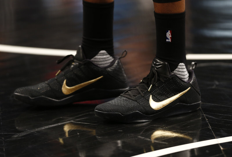 NEW YORK, NY - APRIL 13:   A detail view of sneakers worn by Norman Powell #24 of the Toronto Raptors during pregame warmups at the Barclays Center on April 13, 2016 in New York City.  NOTE TO USER: User expressly acknowledges and agrees that, by downloading and/or using this photograph, user is consenting to the terms and conditions of the Getty Images License Agreement. (Photo by Jeff Zelevansky/Getty Images)