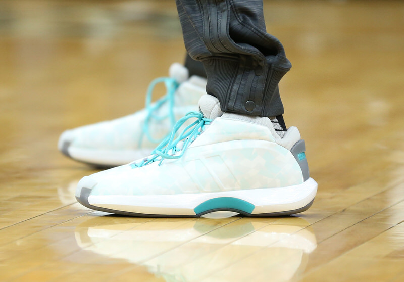 MINNEAPOLIS, MN -  APRIL 13:  The shoes of Andrew Wiggins #22 of the Minnesota Timberwolves are seen before the game against the New Orleans Pelicans on April 13, 2016 at Target Center in Minneapolis, Minnesota. NOTE TO USER: User expressly acknowledges and agrees that, by downloading and or using this Photograph, user is consenting to the terms and conditions of the Getty Images License Agreement. Mandatory Copyright Notice: Copyright 2016 NBAE (Photo by Jordan Johnson/NBAE via Getty Images)