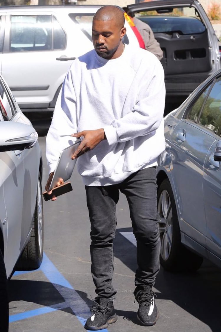 Kanye West in the adidas Yeezy Boost 350 Black/White