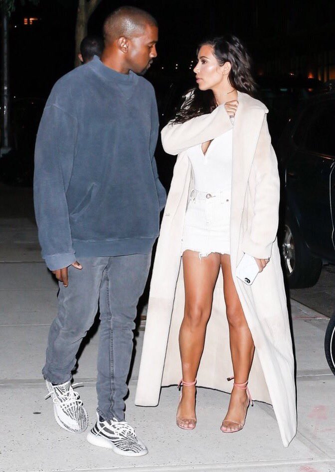 Kanye West in adidas Yeezy Boost 350 V2 Cream/Black