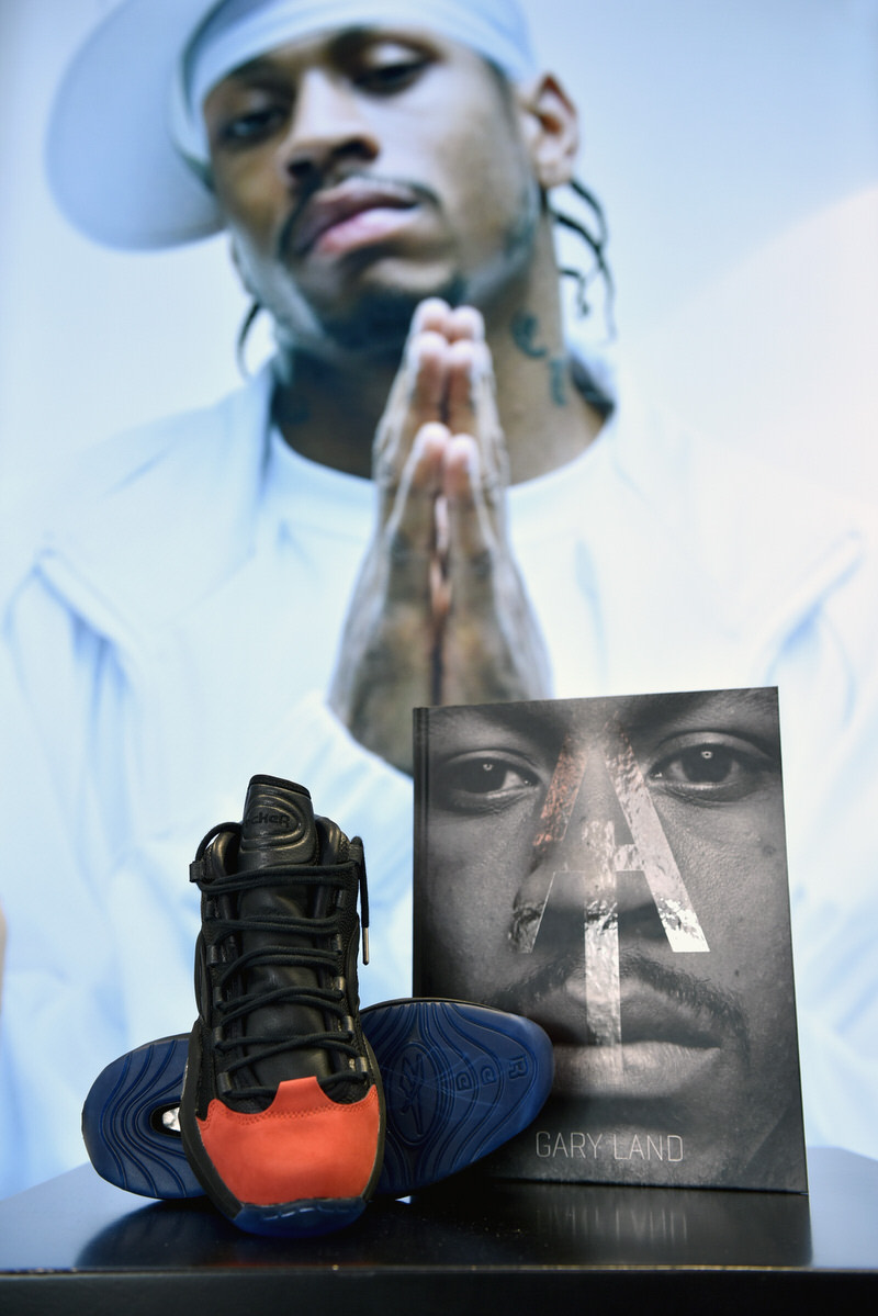 NEW YORK, NY - SEPTEMBER 15: Reebok Classic X Packer Shoes Question Mid "Curtain Call" and the AI Book on display at the Reebok X Packer Shoes launch party to celebrate Allen Iverson at Reebok FitHub Union Square on September 15, 2016 in New York City. (Photo by Bryan Bedder/Getty Images for Reebok)