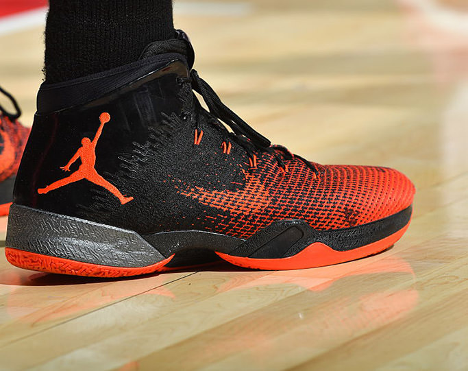 PHILADELPHIA,PA - OCTOBER 26:  Russell Westbrook #0 of the Oklahoma City Thunder showcases his sneakers against the Philadelphia 76ers during game at the Wells Fargo Center on October 26, 2016 in Philadelphia, Pennsylvania NOTE TO USER: User expressly acknowledges and agrees that, by downloading and/or using this Photograph, user is consenting to the terms and conditions of the Getty Images License Agreement. Mandatory Copyright Notice: Copyright 2016 NBAE (Photo by Jesse D. Garrabrant/NBAE via Getty Images)