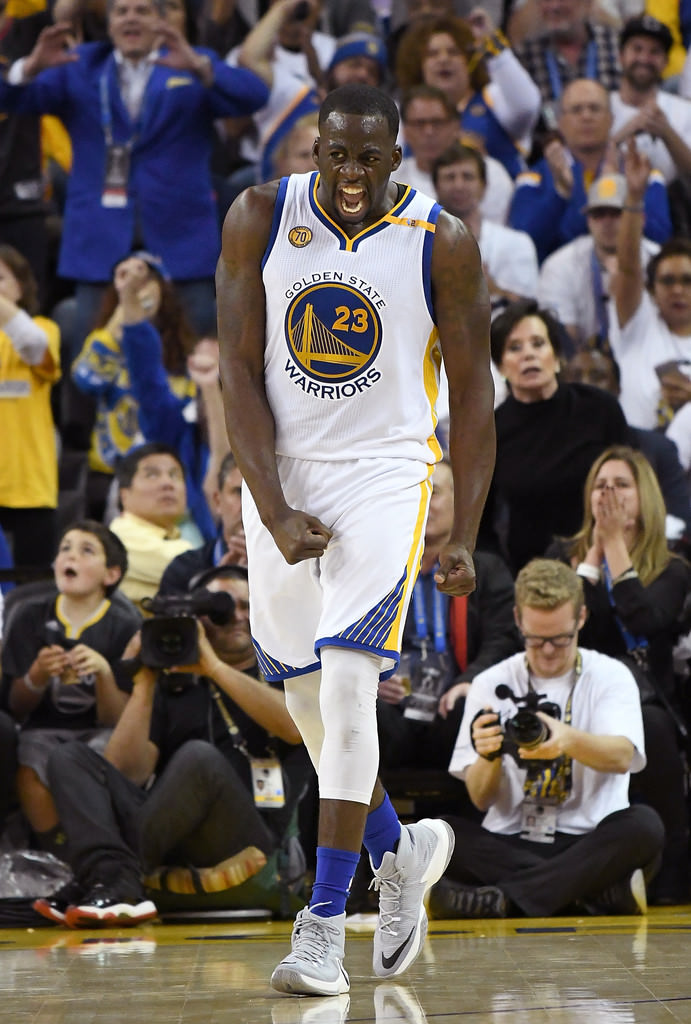 Draymond Green celebrates in the Nike Zoom Clear Out "Battle Grey"