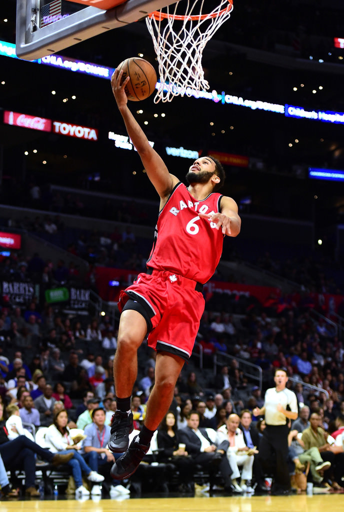 Cory Joseph lays it up in the Nike Kyrie 2 "Triple Black"