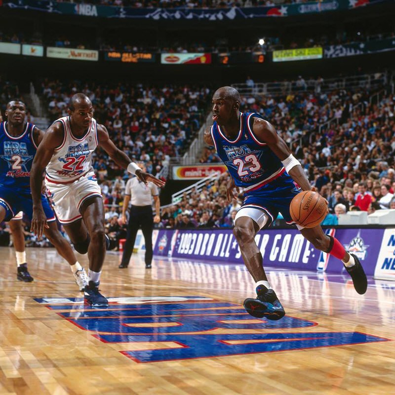 Michael Jordan in the Air Jordan 8 "Aqua"