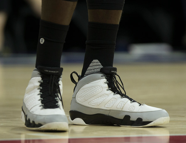 PHILADELPHIA, PA - OCTOBER 06: Sneaker detail of Daniel Ochefu #32 of the Washington Wizards during the game against the Philadelphia 76ers at Wells Fargo Center on October 6, 2016 in Philadelphia, Pennsylvania. The Wizards defeated the 76ers 125-119 in double overtime. NOTE TO USER: User expressly acknowledges and agrees that, by downloading and or using this photograph, User is consenting to the terms and conditions of the Getty Images License Agreement. (Photo by Mitchell Leff/Getty Images)