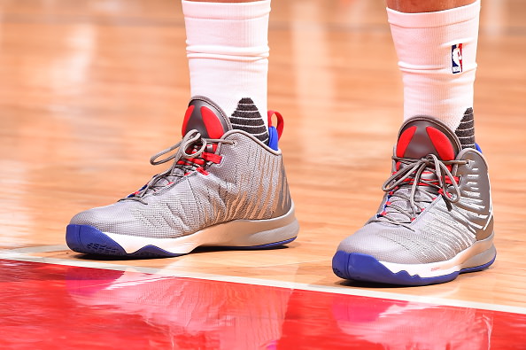 LOS ANGELES, CA - OCTOBER 30: The shoes of Blake Griffin #32 of the Los Angeles Clippers are seen against the Utah Jazz on October 30, 2016 at STAPLES Center in Los Angeles, California. NOTE TO USER: User expressly acknowledges and agrees that, by downloading and/or using this Photograph, user is consenting to the terms and conditions of the Getty Images License Agreement. Mandatory Copyright Notice: Copyright 2016 NBAE (Photo by Andrew D. Bernstein/NBAE via Getty Images)