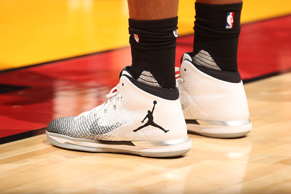 MIAMI, FL - OCTOBER 30: The sneakers of Kawhi Leonard #2 of the San Antonio Spurs are seen during a game against the Miami Heat on October 30, 2016 at American Airlines Arena in Miami, Florida. NOTE TO USER: User expressly acknowledges and agrees that, by downloading and or using this photograph, user is consenting to the terms and conditions of the Getty Images License Agreement. Mandatory Copyright Notice: Copyright 2016 NBAE (Photo by Issac Baldizon/NBAE via Getty Images)