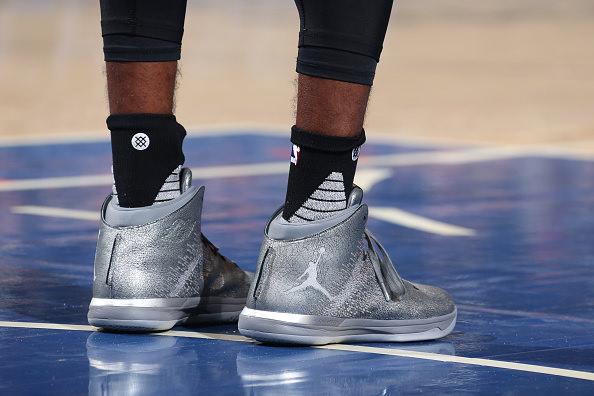 NEW YORK, NY - OCTOBER 29: The shoes of Mike Conley #11 of the Memphis Grizzlies during the game against the New York Knicks on October 29, 2016 at Madison Square Garden in New York City, New York. NOTE TO USER: User expressly acknowledges and agrees that, by downloading and or using this photograph, User is consenting to the terms and conditions of the Getty Images License Agreement. Mandatory Copyright Notice: Copyright 2016 NBAE (Photo by Nathaniel S. Butler/NBAE via Getty Images)