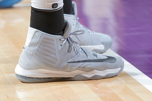 SACRAMENTO, CA - OCTOBER 29: The shoes belonging Kosta Koufos #41 of the Sacramento Kings in a game against the Minnesota Timberwolves on October 29, 2016 at Golden 1 Center in Sacramento, California. NOTE TO USER: User expressly acknowledges and agrees that, by downloading and or using this photograph, User is consenting to the terms and conditions of the Getty Images Agreement. Mandatory Copyright Notice: Copyright 2016 NBAE (Photo by Rocky Widner/NBAE via Getty Images)